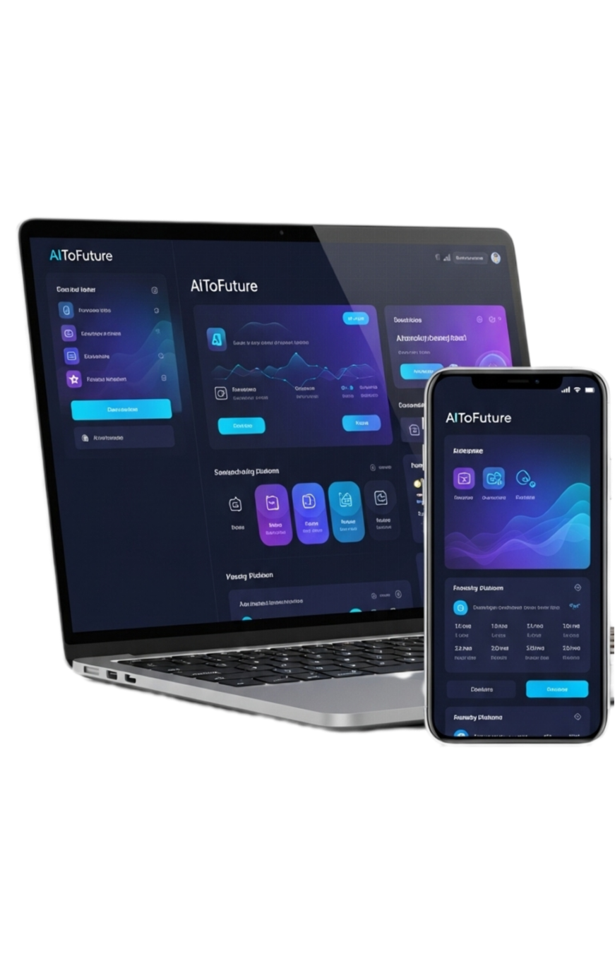 AIToFuture platform on laptop and mobile phone